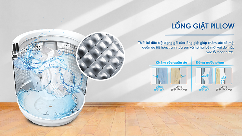 Lồng giặt Pillow-Máy giặt Aqua 12 Kg AQW-FR120CT S lồng đứng