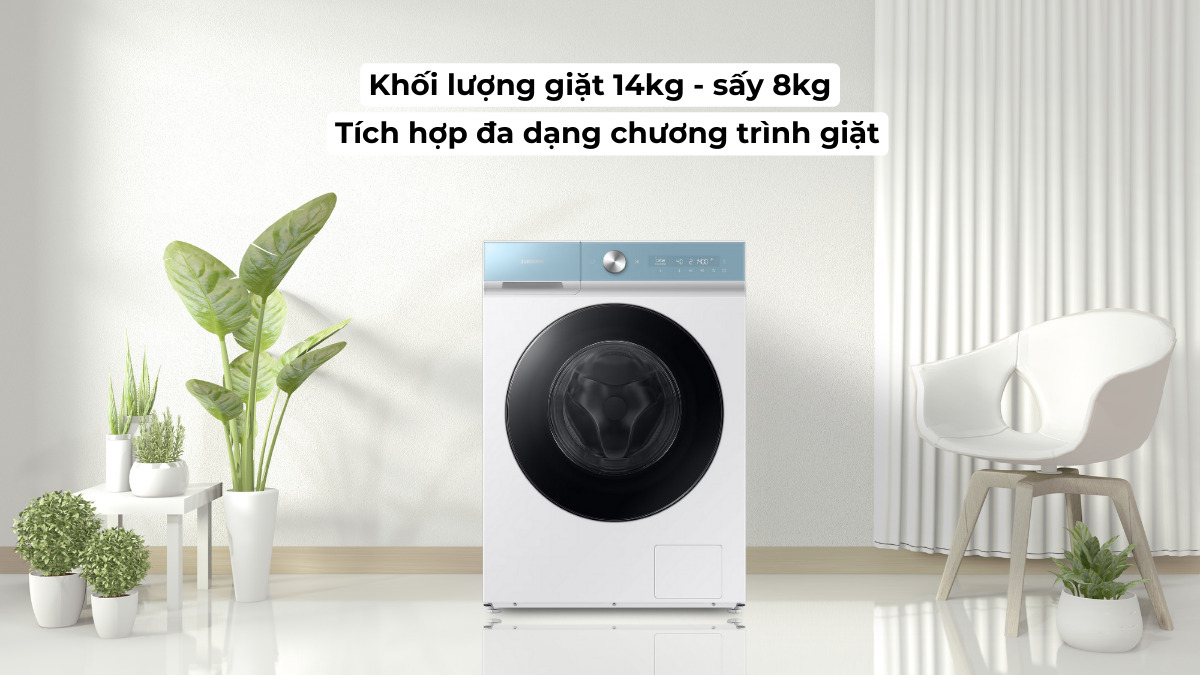 khoi-luong-giat-say-ca-may-giat-say-samsung-inverter-14-8-kg-wd14bb944dgmsv Máy có khối lượng giặt sấy lớn