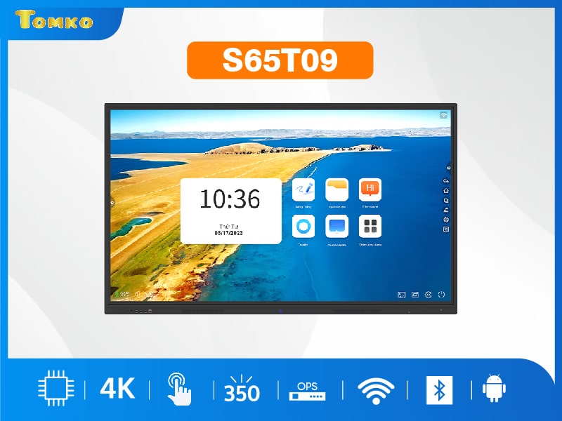 man hinh cam ung tuong tac 65 inch tomko s65t09 Màn hình cảm ứng tương tác 65 inch S65T09 TOMKO