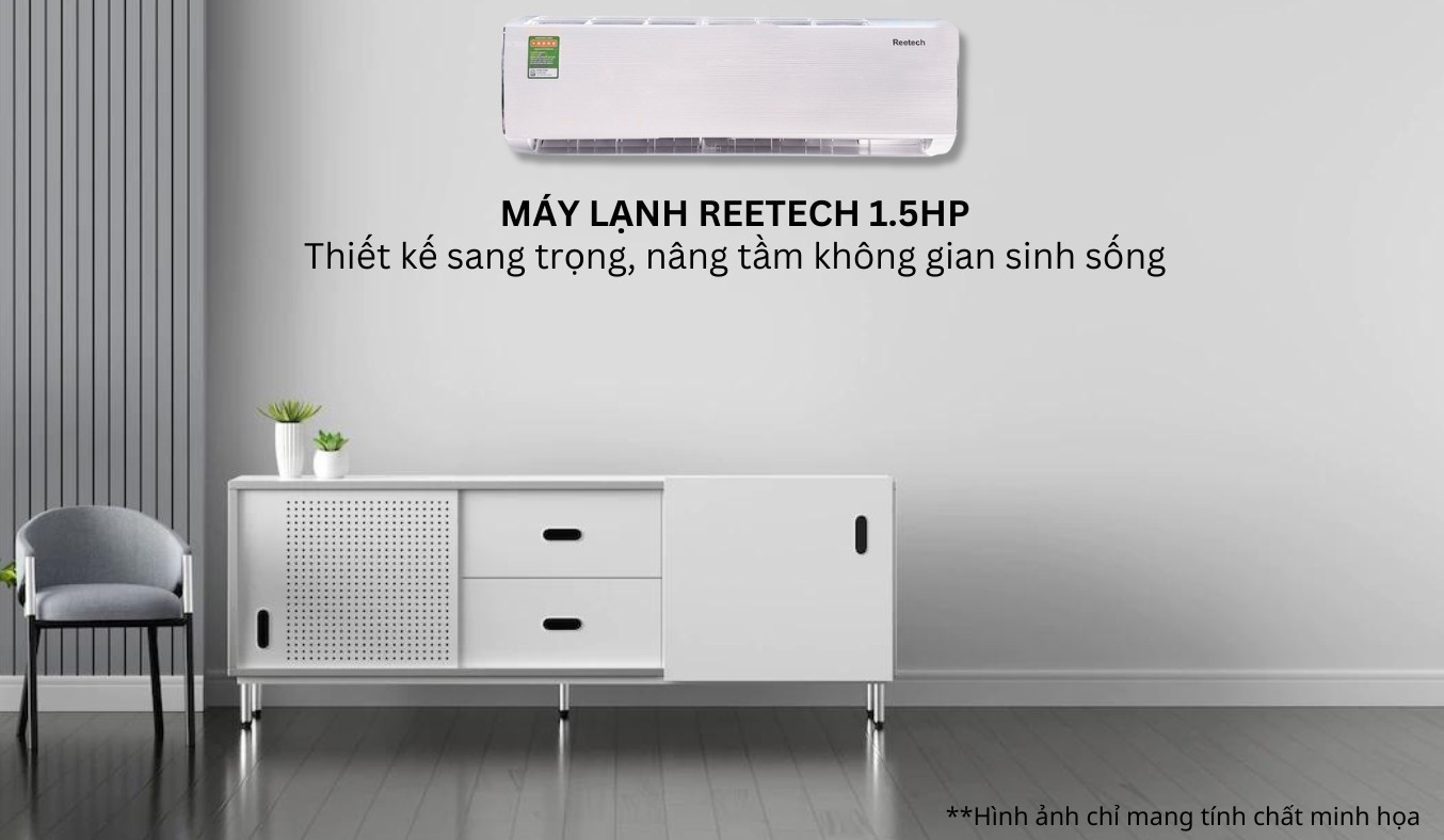 Máy lạnh Reetech 1.5 HP RT12-TB-BT/RC12-TB-BT thiết kế sang trọng