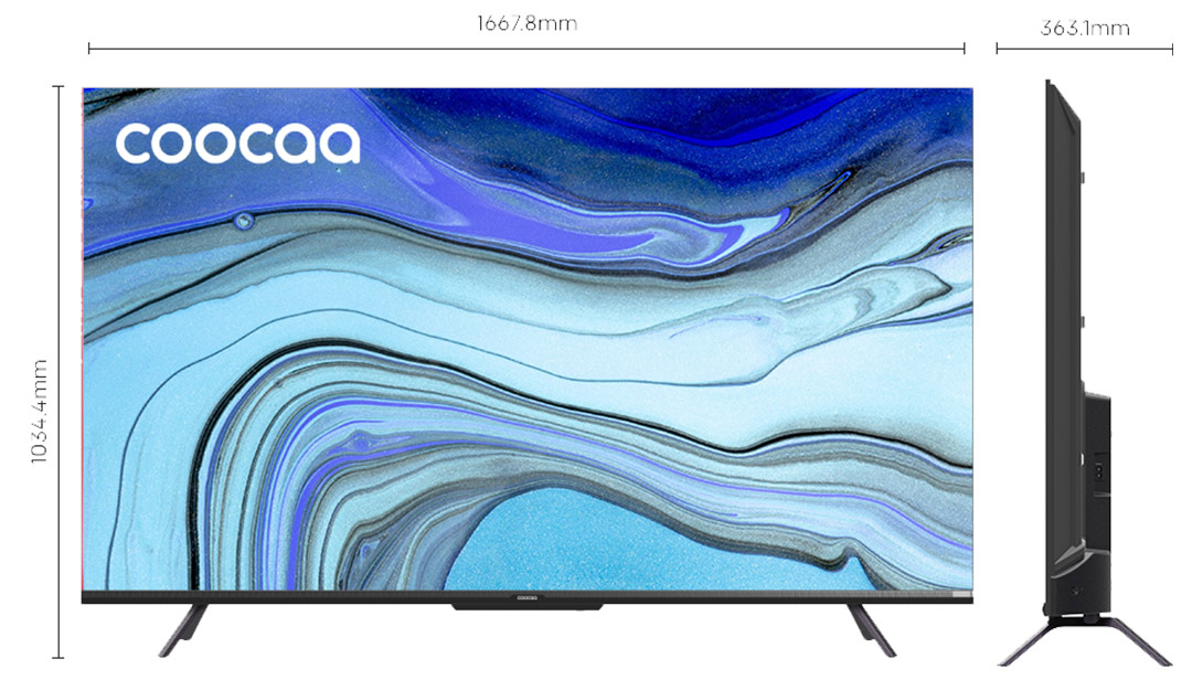 thiet-ke-tivi-coocaa-75c9 Kích thước tổng quan của Google Tivi Coocaa 4K 75 Inch 75C9