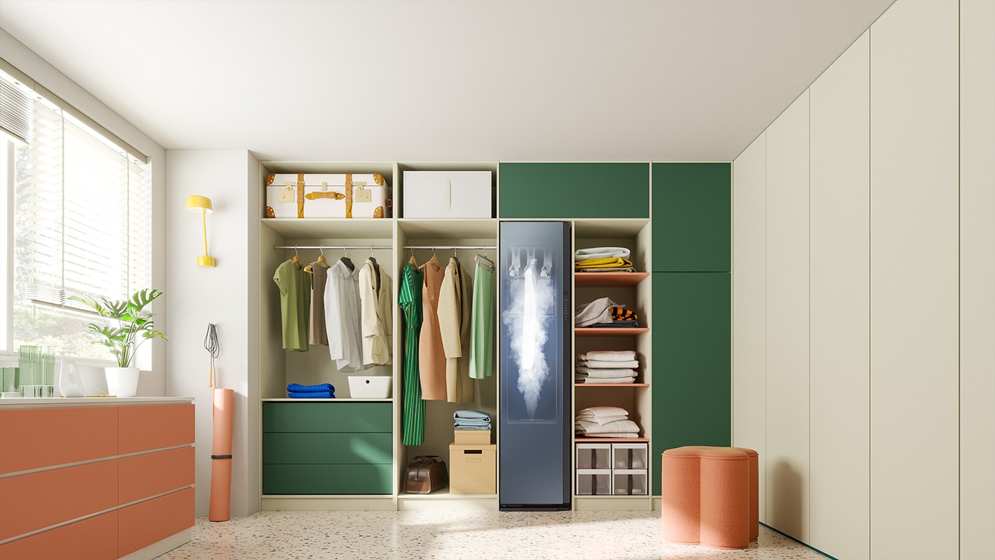 vn-feature-df60a8500cg-531363935_10119291094421 Smart design, intelligent clothes care. DF8000NM is installed in the dress room.