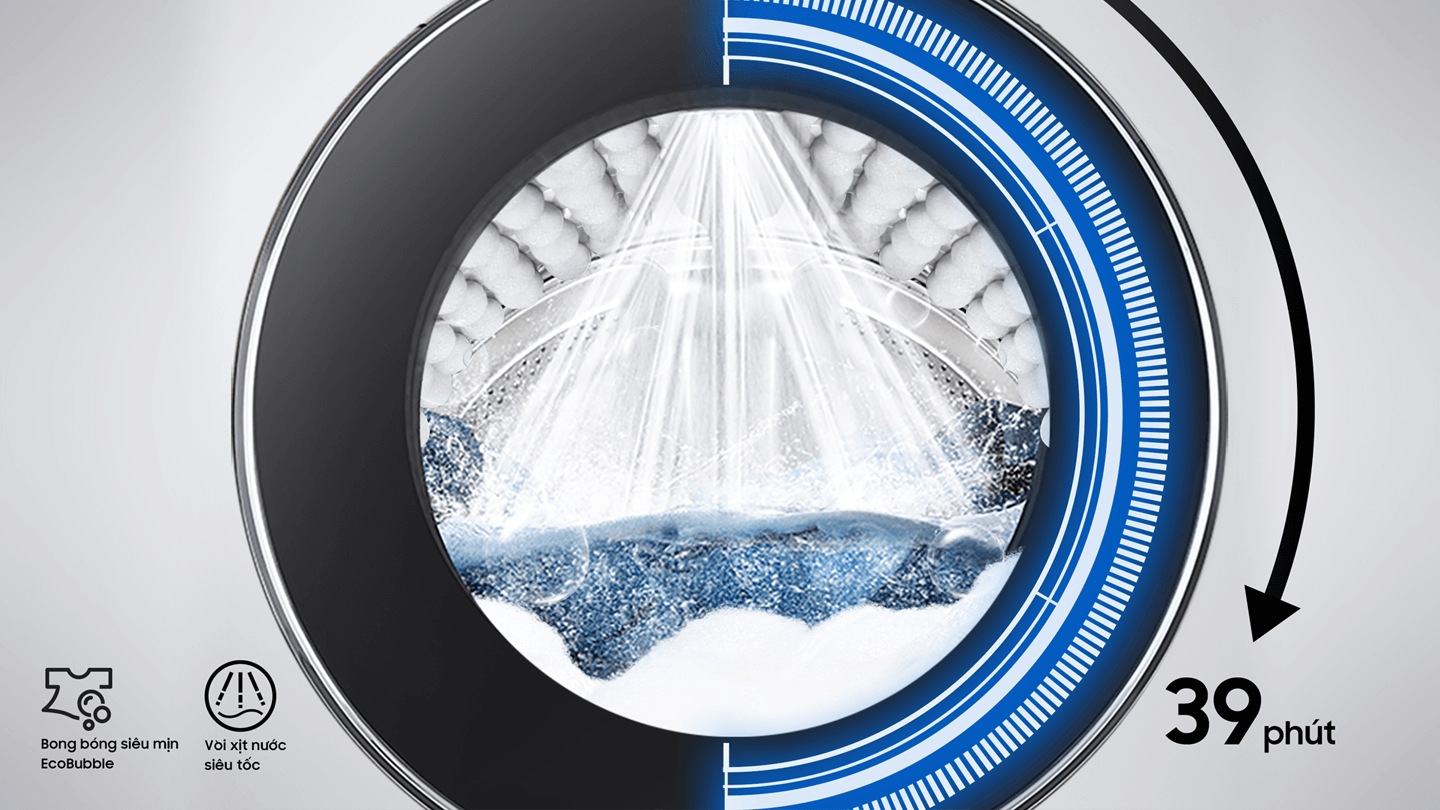 vn-feature-front-loading-washer-ww10t754abts2-380579-407680674 Above the inner structure of the drum with Q-Bubble technology, the clock hand graphic indicates a 50% time-saving washing.