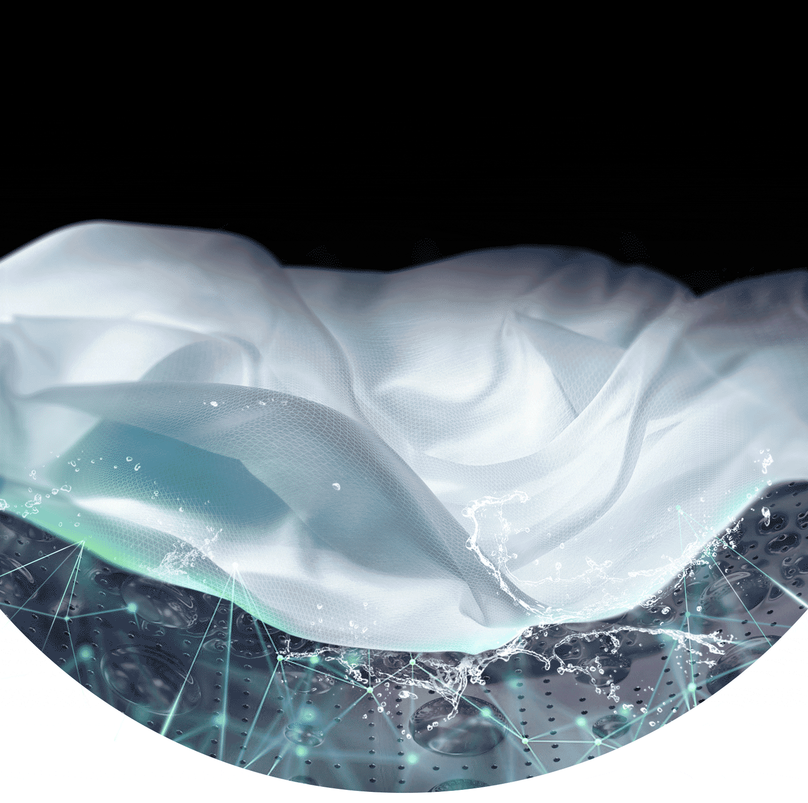 wm-vivace-v750-white-02-ai-dd-d Hình ảnh một mảnh vải trắng trong lồng giặt của máy giặt cửa trước trong lúc đang giặt.