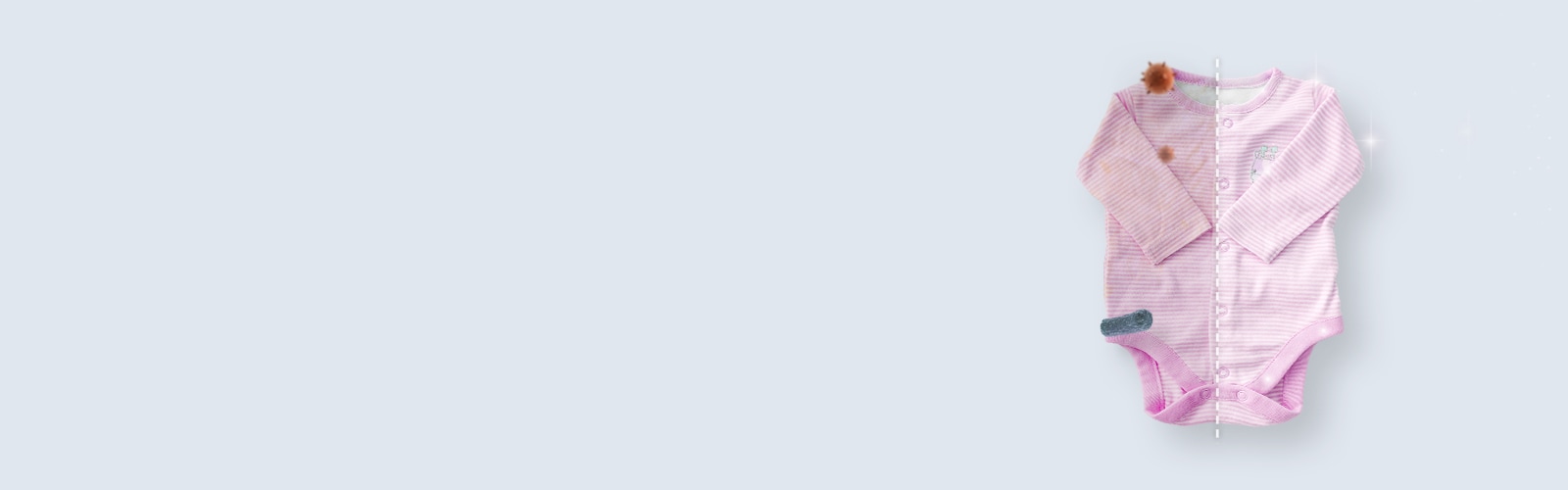 wm-vivace-v750-white-06-4-steam-plus-d Một nửa bị nhiễm bẩn và nửa còn lại là quần áo trẻ em sạch sẽ.